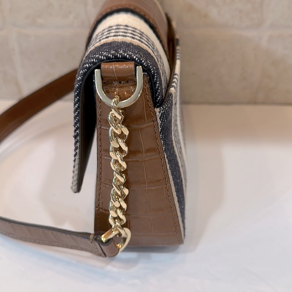 Michael Kors Sage Medium Blue Striped Canvas Shoulder Bag - Picture 9 of 10